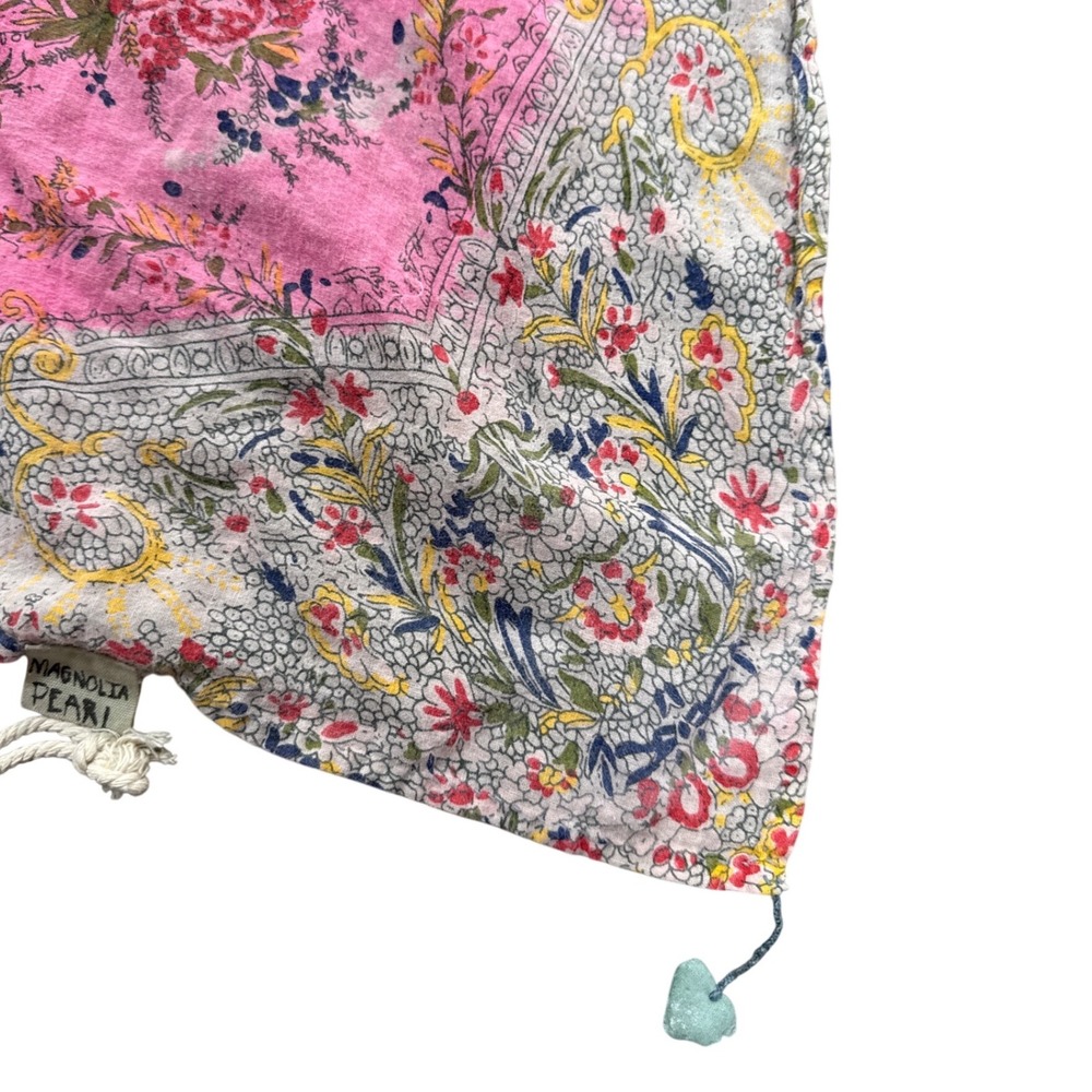 Magnolia Pearl 🩶💕 Pink Floral Scarf 🤎🤍Heart Tassles NWT - Picture 8 of 10